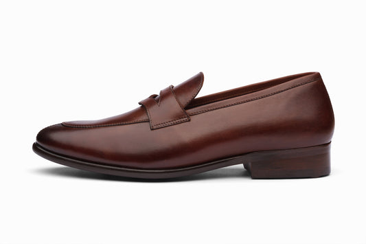 Split Toe Penny Loafers - Brown