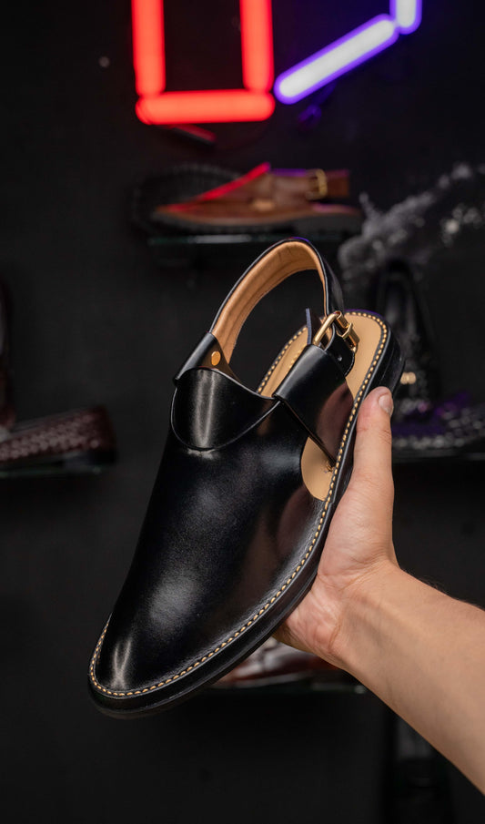 Black Peshawari Jeans Chappal