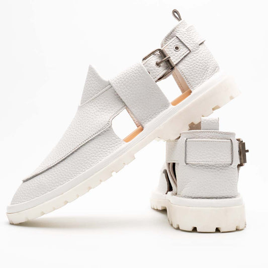 White Handmade jeans Chappal